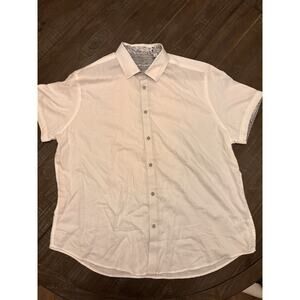 Robert Graham White Paisley Short Sleeve Button Down Shirt Sz 3XL